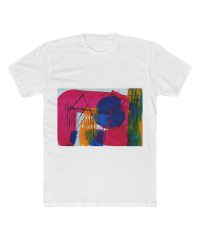 Pink, Green, and Blue Abstract Painting — heavy-tee-black view 1