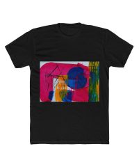 Pink, Green, and Blue Abstract Painting — heavy-tee-black view 2