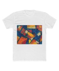 Blue, Beige, and Brown Abstract Paitning — heavy-tee-black view 1