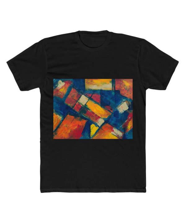 Blue, Beige, and Brown Abstract Paitning — heavy-tee-black